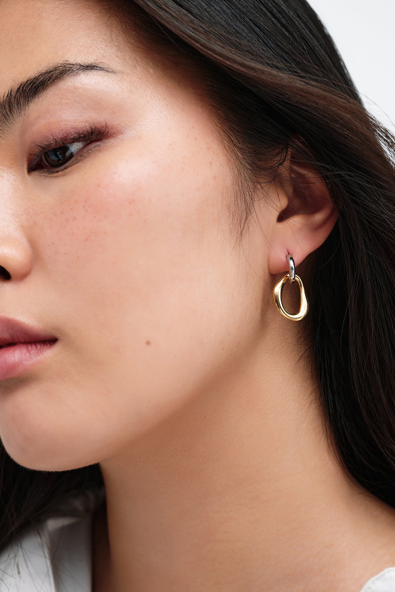 Gold Plated Minimalist Hoop Earrings - Suki Two-Toned Hoops | Marcella