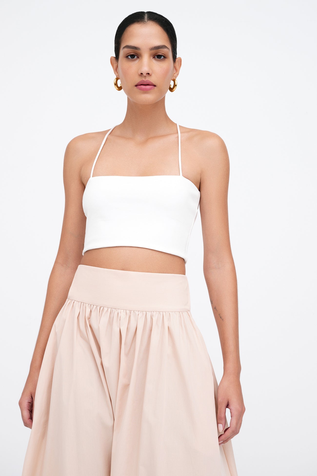 White Fitted Cropped Tank Bralette Top - Claire Bralette | Marcella