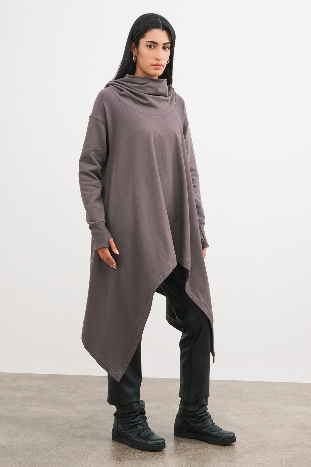 Oversized Hoodie, Turtleneck Sweatshirt, Sweatshirt with Gaiter Mask, Hooded Tunic, Loungewear, Atlanta Sweatshirt, Marcella - retailer MB1787