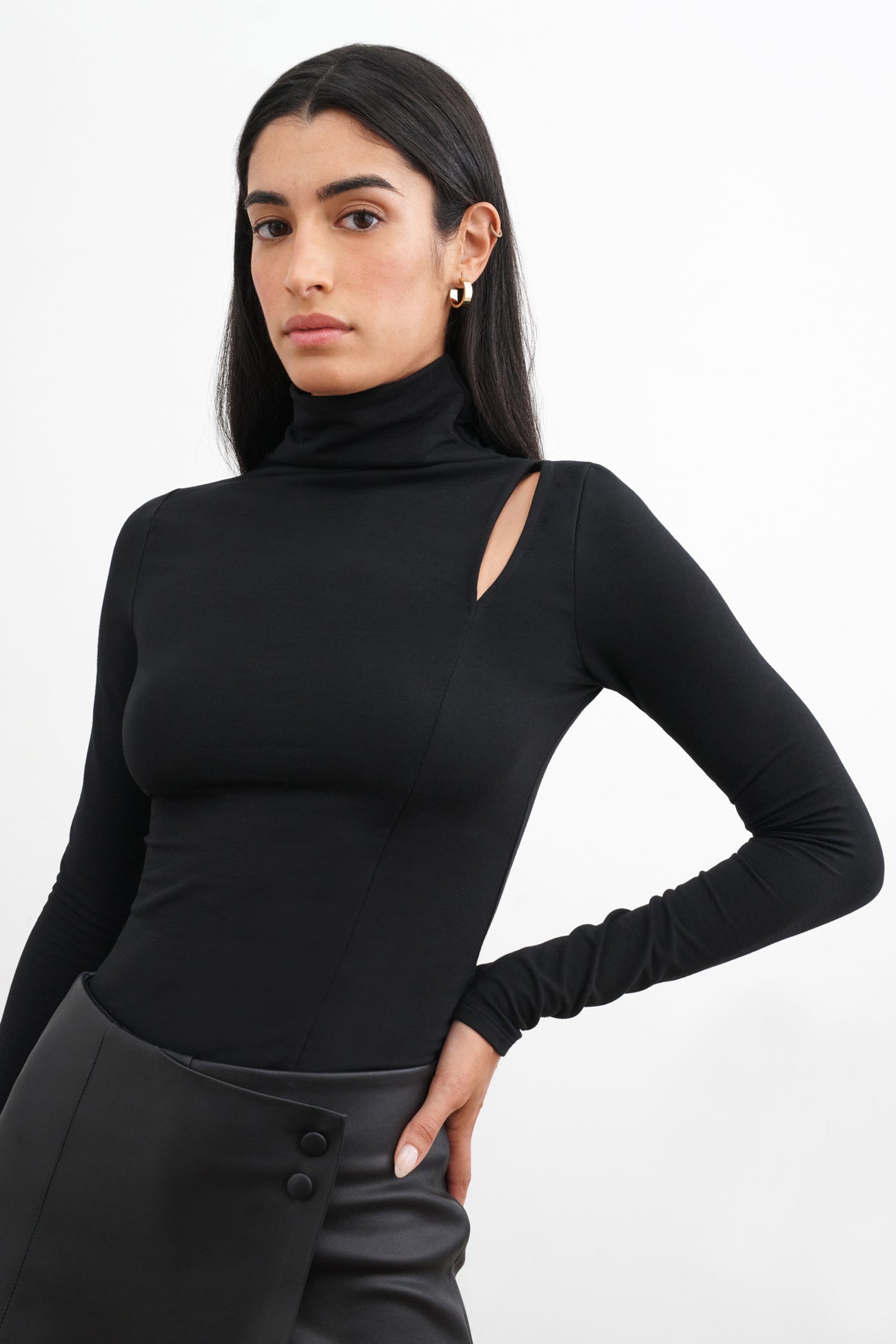 Black Cutout Turtleneck - Lennox Top | Marcella