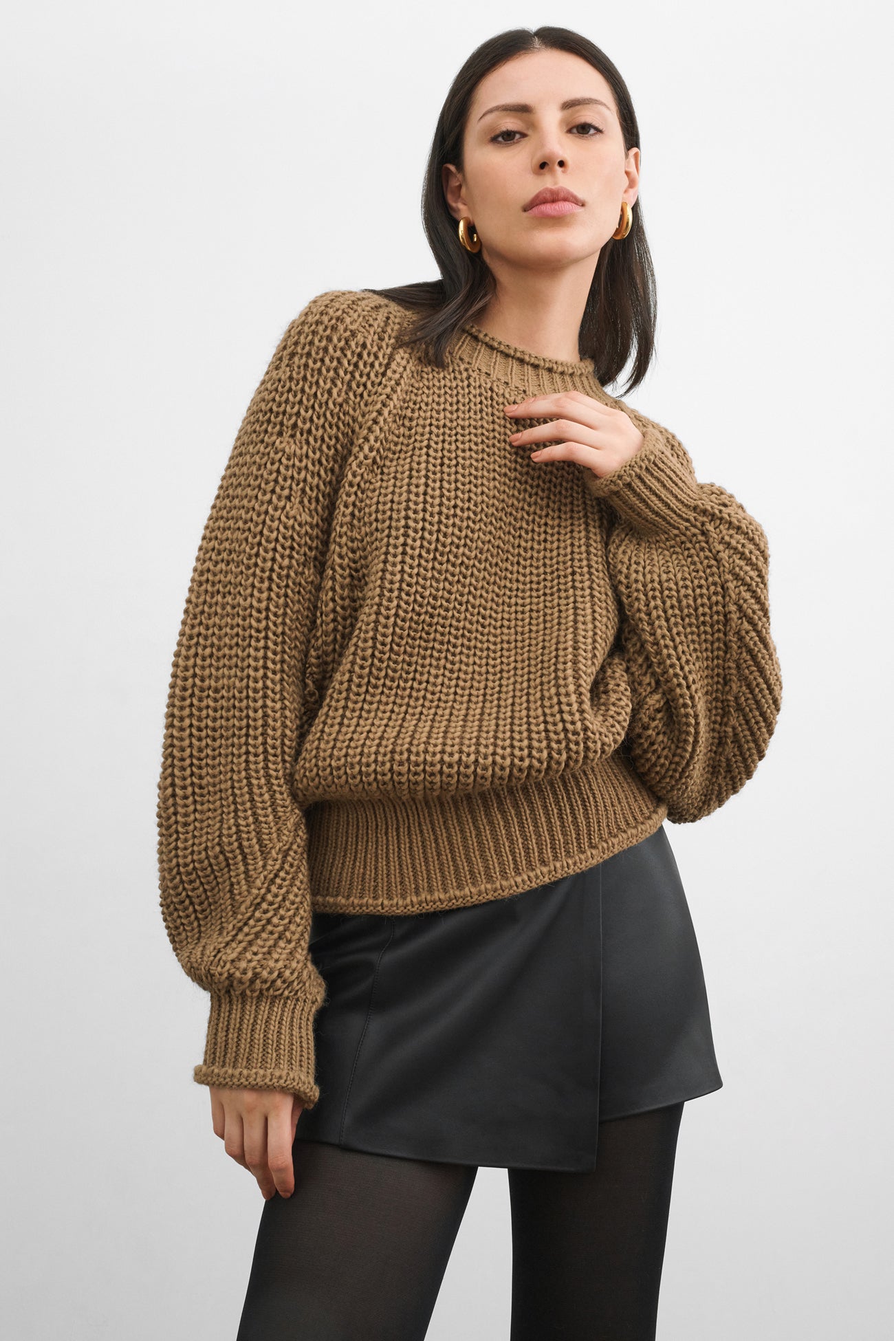 Camel Tan Knit Pullover Sweater Top - Lark Knit Sweater | Marcella