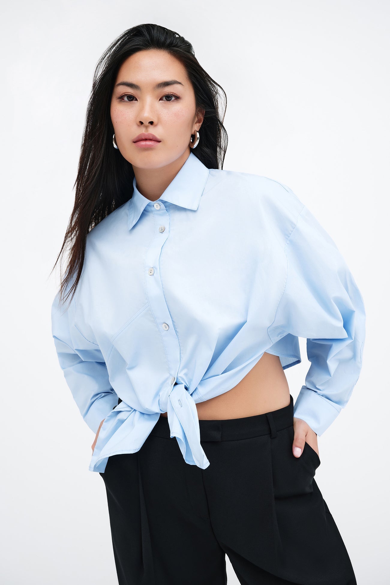 White Oversized Asymmetrical Cotton Button-Up - Ezra Shirt | Marcella