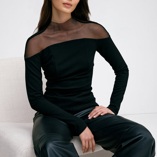 Joanna pleated detail in middle long sleeve top 2024