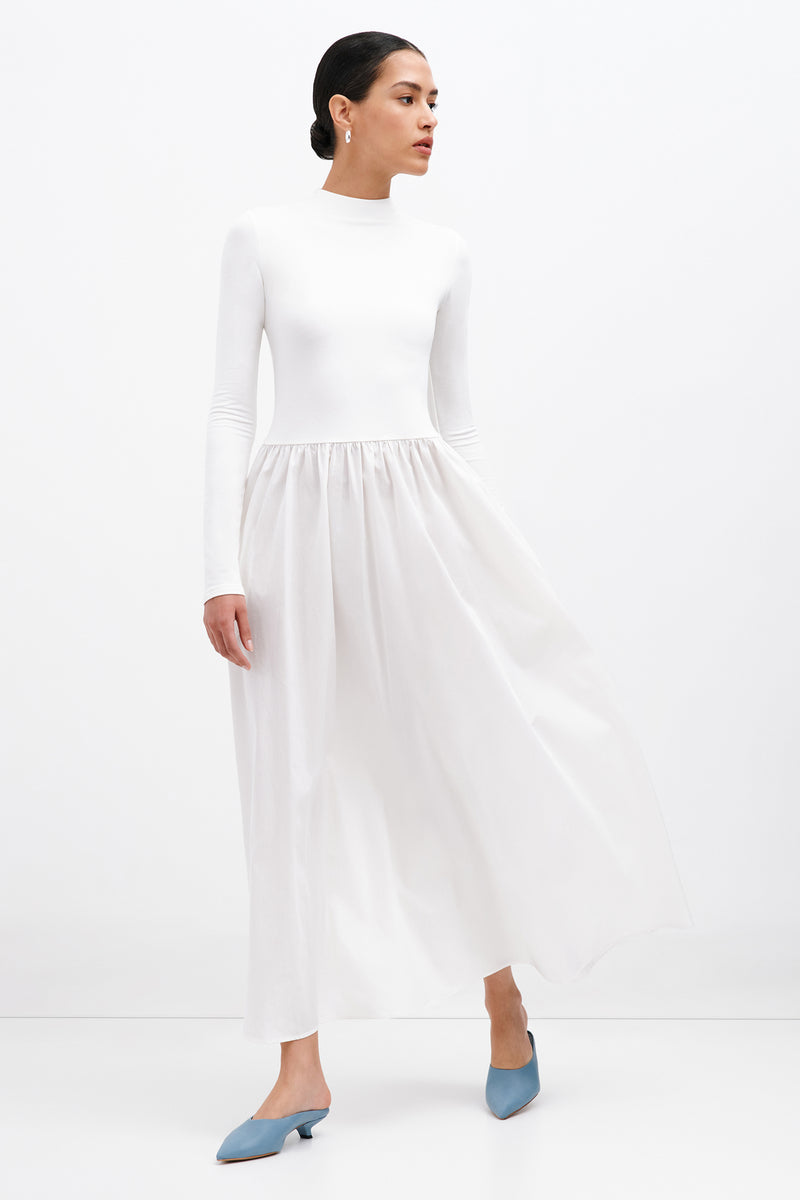 Off White Long Sleeve Mockneck Dress - Fillmore Dress | Marcella