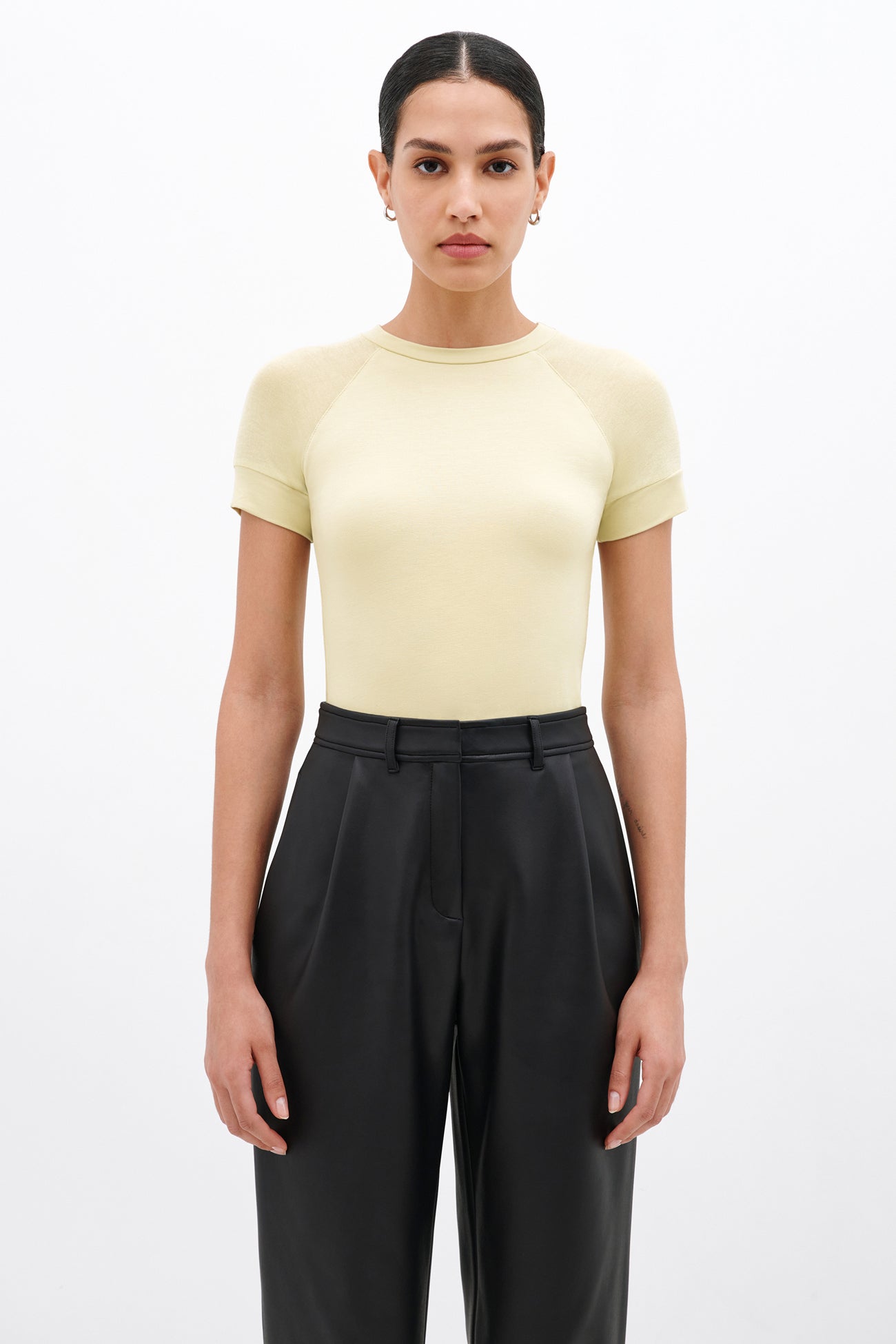 Black Short Sheer Sleeve Top - Harling Tee | Marcella