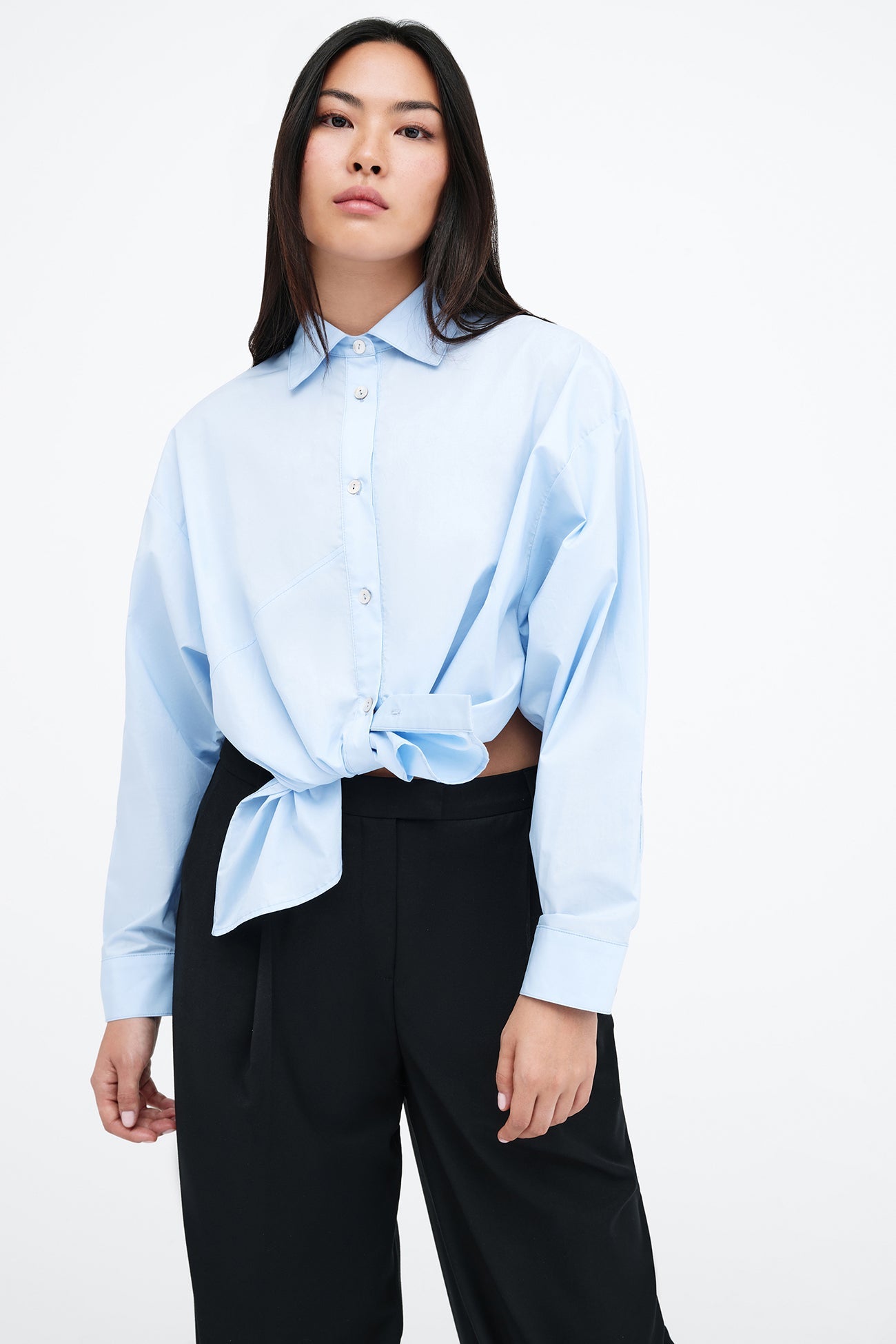 White Oversized Asymmetrical Cotton Button-Up - Ezra Shirt | Marcella