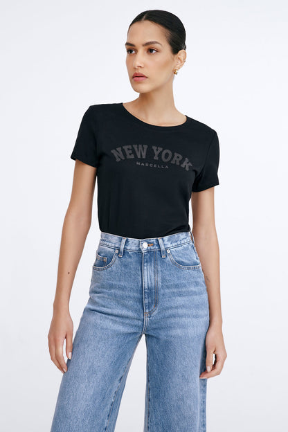 Black NYC Classic T-Shirt - The Monochrome New York Tee | Marcella