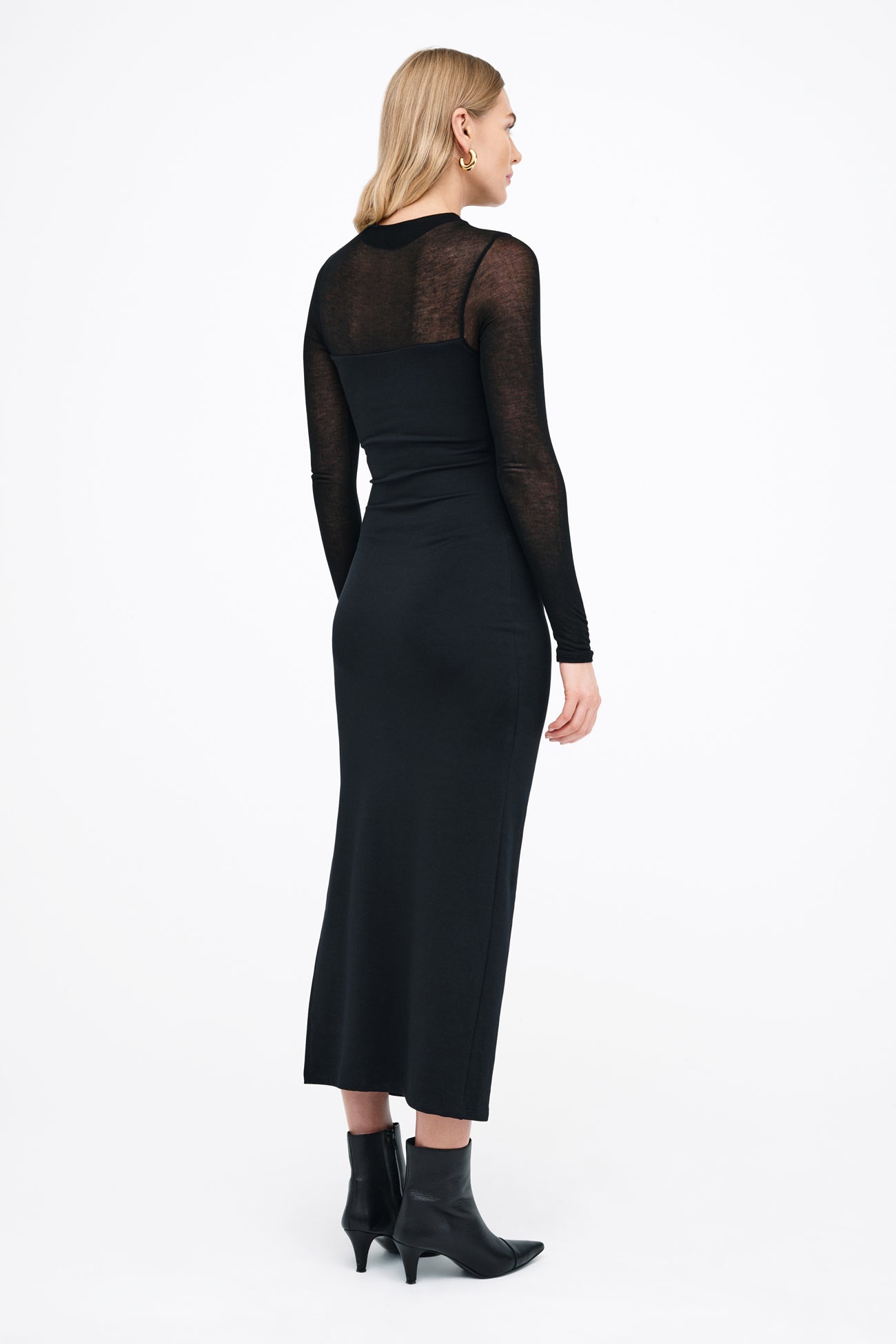 Black Fitted Long Sleeve Cocktail Midi - Watts Dress | Marcella