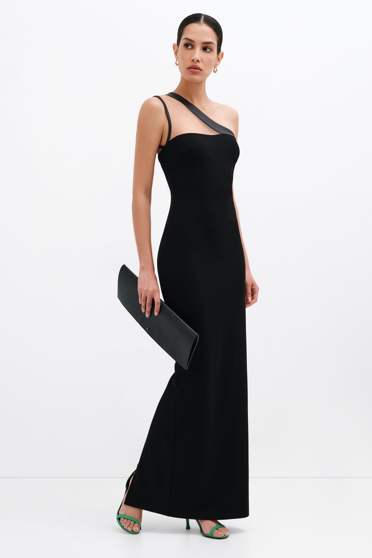 Black One Shoulder Asymmetric Gown - Aria Dress | Marcella