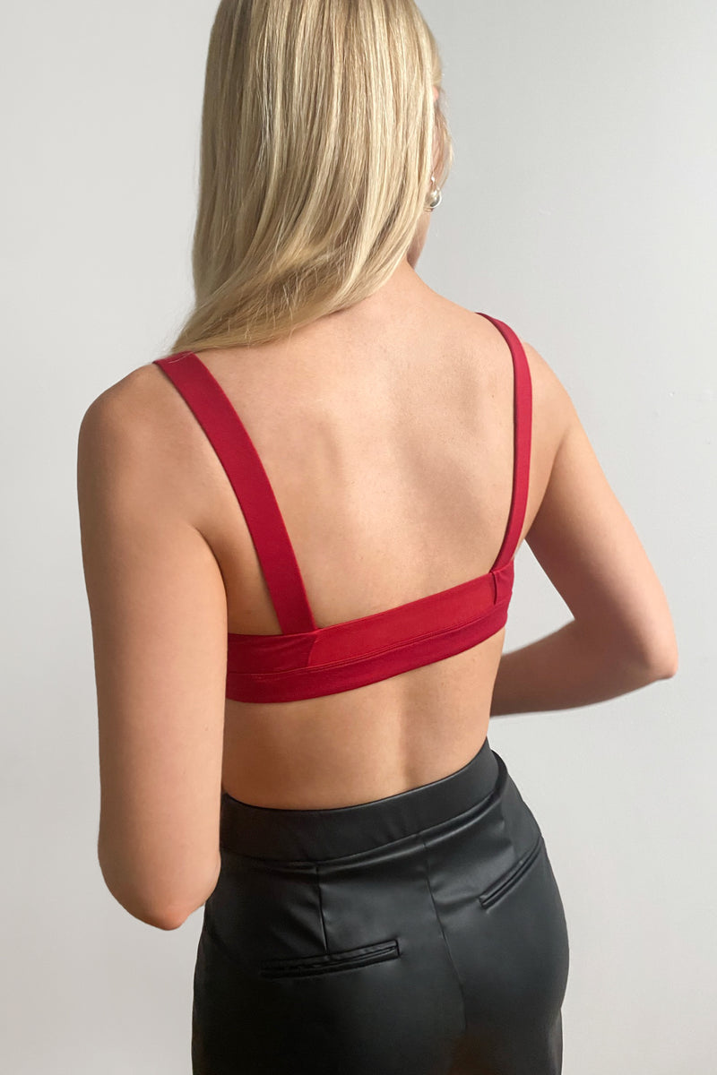 Savannah - Sports Backless Crop Top with built in Bra - Navy Blue & Green