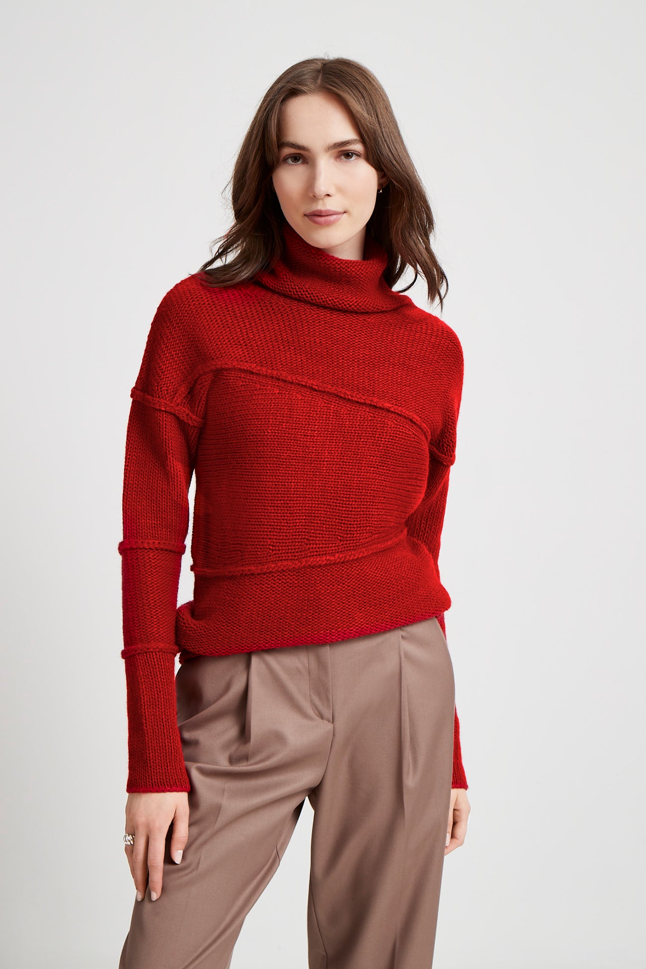 Red Turtleneck Wool Sweater - Emily Sweater | Marcella