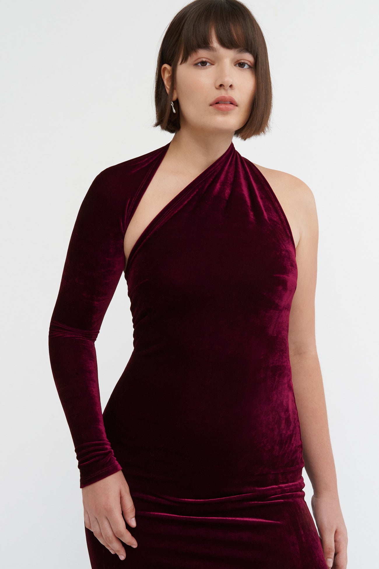 Black Velvet One Shoulder Gown - Manhattan Slit Dress | Marcella