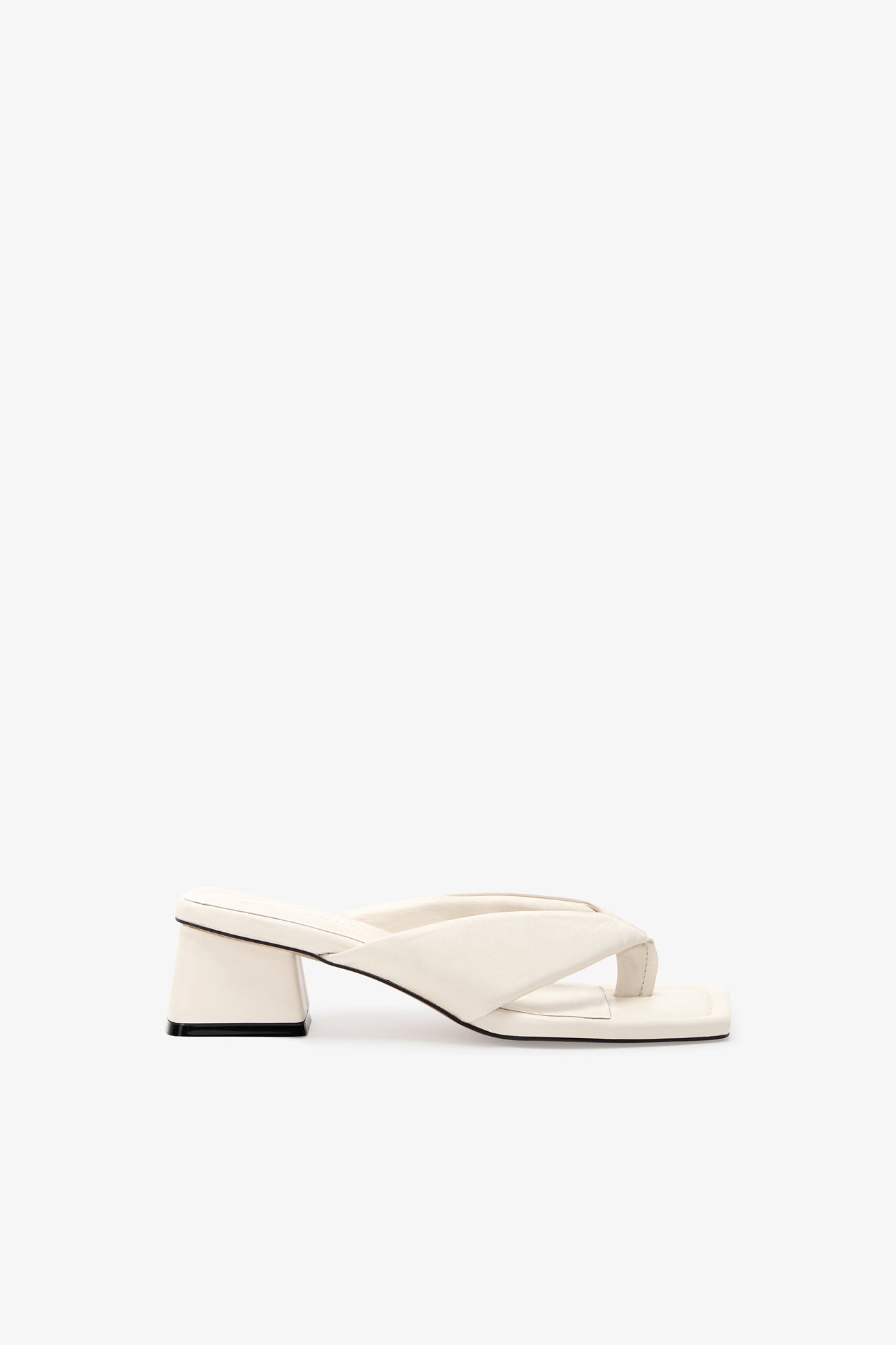 Off White Square Toe Block Heels - Holland Sandals 