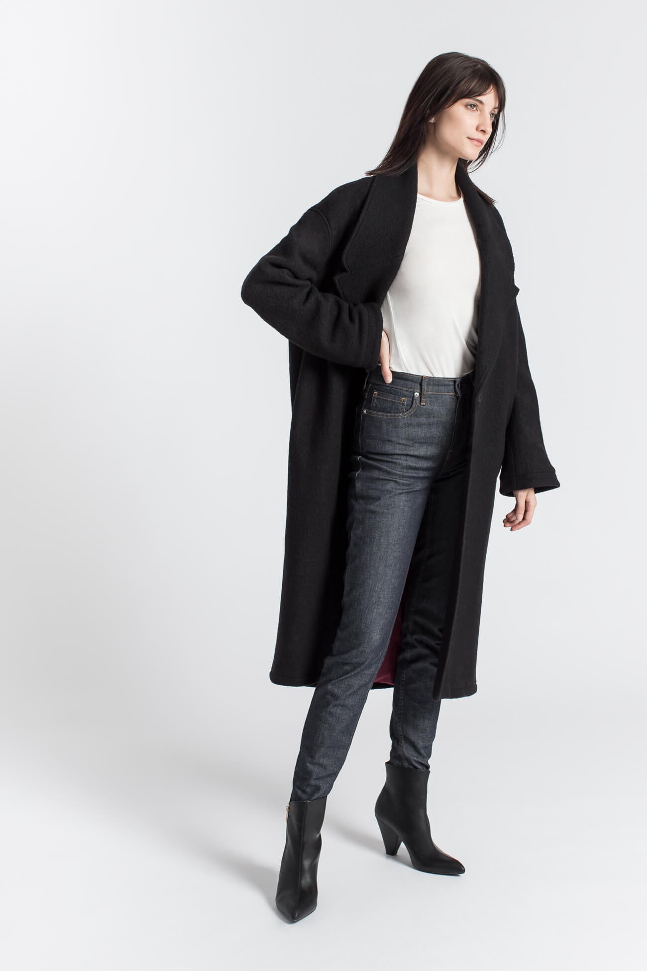 Oversized Feminine Black Coat - Elizabeth Coat | Marcella