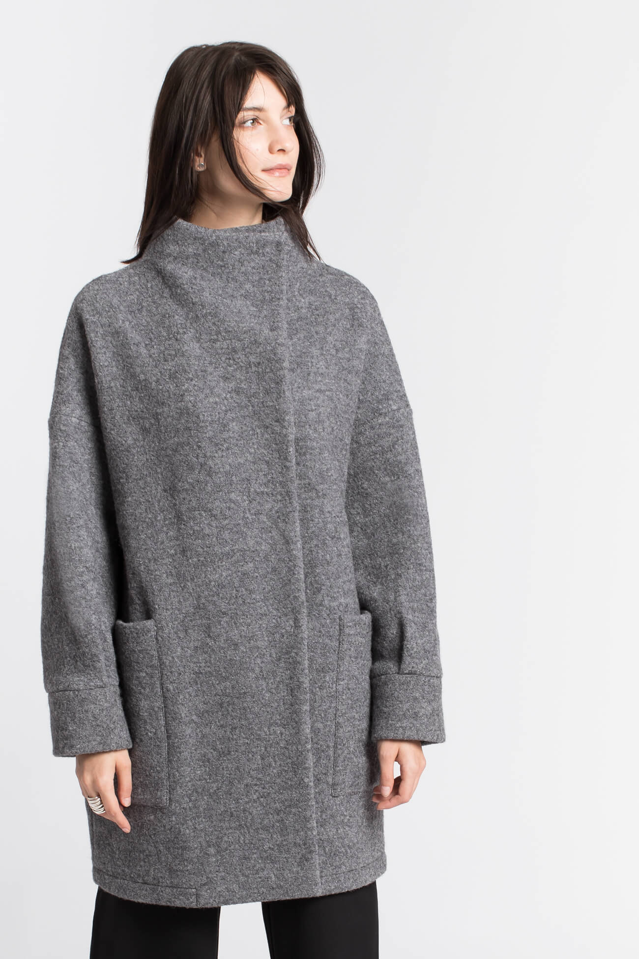 Grey Oversized Wool Overcoat - Emerson Wool Coat | Marcella