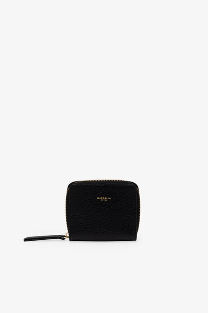 Small Black Wallet - Odette Compact Zipper Wallet