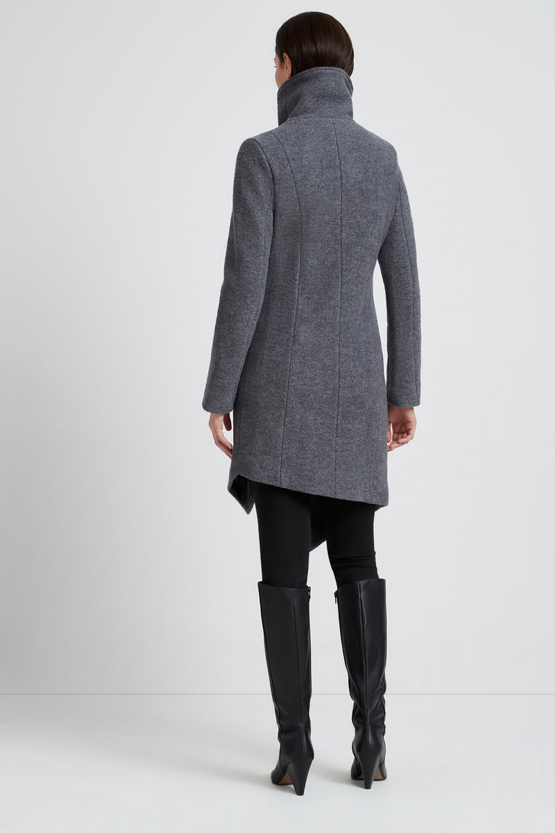 Asymmetrical Jacket, Wool Coat, High Collar Coat, Winter Coat With Pockets,  Asymmetrical Wool Coat, Maren Wool Jacket, Marcella MC0720 
